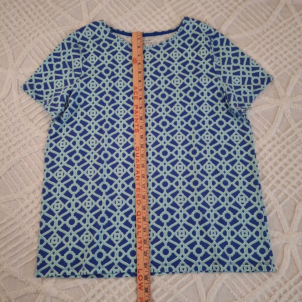Talbots Plus Size X Blue Geometric Short Sleeve Scoop Neck T-Shirt Top Cotton - Picture 2 of 6
